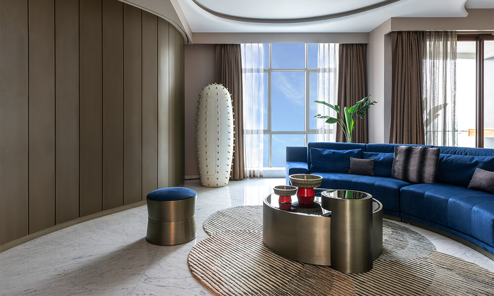 Bold forms and natural textures define an elevated resort living environment